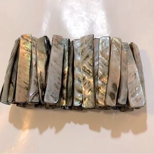 Abalone Shell Bracelet Wide 1.75” OSFA Vintage Boho Gypsy Gorgeous